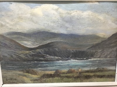 Lot 281 - Irish school, early- mid 20th century,  oil on board mountainous landscape