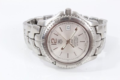 Lot 358 - Gentlemen's Tag Heuer Link Chronometer stainless steel wristwatch, model WT5113, the circular brushed steel dial with date aperture and uni-directional rotating bezel on stainless steel bracelet wi...