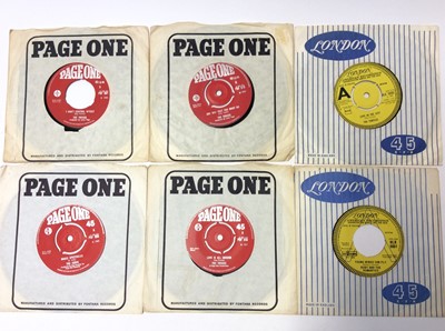 Lot 1055 - Three Troggs singles including the first ever release of the Page One label (POF 001, together with POF 010 and POF 040) and the Reg Presley produced Magic Spectacles single by The Nerve (POF 055)...