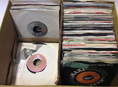 Lot 1057 - Large selection of pre juke box singles (some with title strip paper clipped to sleeves) to include George Michael, Laurie Anderson, Shakin' Stevens, Boy George, Samantha Fox, ABC, Police, Cyndi La...