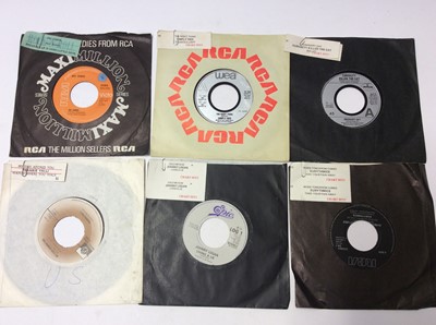 Lot 1057 - Large selection of pre juke box singles (some with title strip paper clipped to sleeves) to include George Michael, Laurie Anderson, Shakin' Stevens, Boy George, Samantha Fox, ABC, Police, Cyndi La...