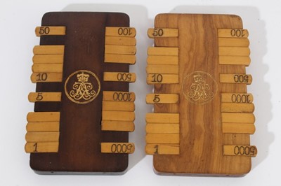 Lot 93 - Late 19th / early 20th century Bezique marker and playing card set, each marker