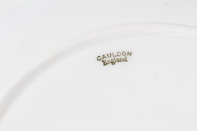 Lot 57 - Set of seven late 19th century Cauldon porcelain dessert plates  with gilt Victorian crowned RA cipher