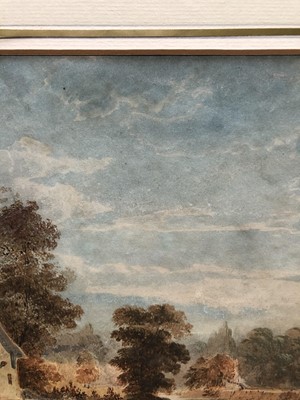 Lot 590 - Manner of John Glover (1767-1849) watercolour - river landscape, in glazed frame