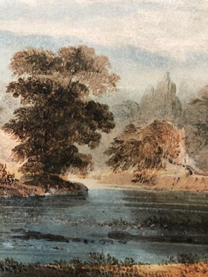 Lot 590 - Manner of John Glover (1767-1849) watercolour - river landscape, in glazed frame