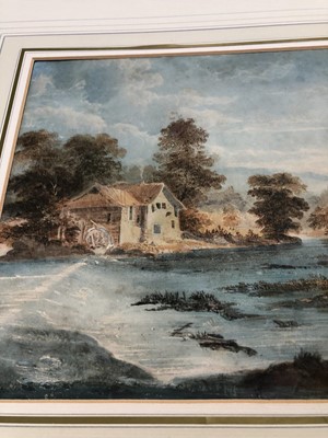 Lot 590 - Manner of John Glover (1767-1849) watercolour - river landscape, in glazed frame