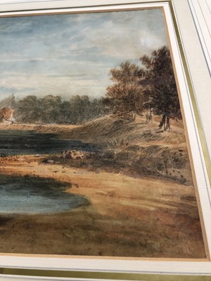 Lot 590 - Manner of John Glover (1767-1849) watercolour - river landscape, in glazed frame