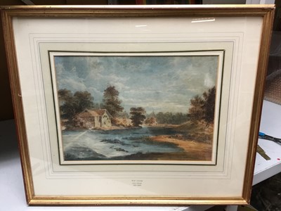 Lot 590 - Manner of John Glover (1767-1849) watercolour - river landscape, in glazed frame