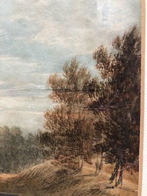 Lot 590 - Manner of John Glover (1767-1849) watercolour - river landscape, in glazed frame