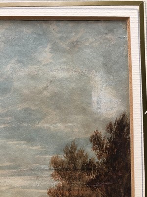 Lot 590 - Manner of John Glover (1767-1849) watercolour - river landscape, in glazed frame