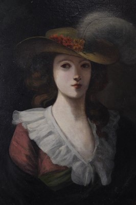 Lot 1254 - After Vigee Le Brun, 19th century oval oil on canvas - portrait of an elegant lady, unframed