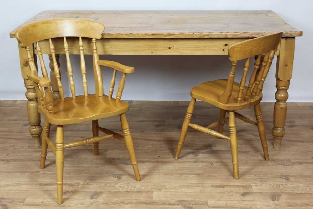 Lot 825 - Pine kitchen table and ensuite set of eight