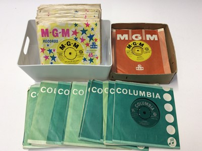 Lot 1058 - 40 MGM and Columbia label single records that have been boxed for over 50 years, both discs and sleeves are excellent condition and possibly unplayed - artists include Connie Francis, Jimmy Jones,...