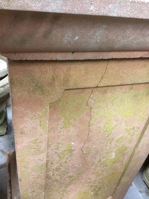 Lot 854 - Monumental pair of ceramic garden urns on plinths