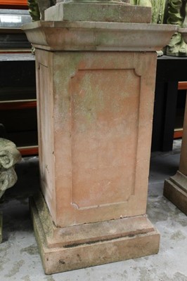 Lot 854 - Monumental pair of ceramic garden urns on plinths