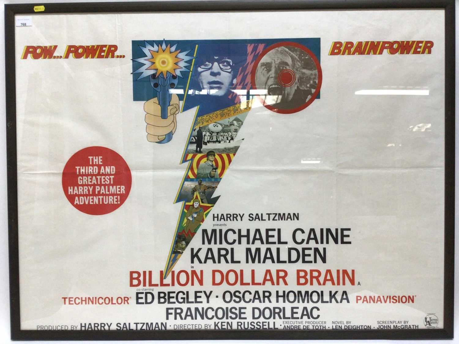 Lot 1279 - Original 1960s British Quad film poster Billion Dollar Brain, Michael Caine as Harry Palmer in glazed frame
