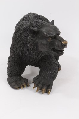 Lot 420 - Antique bronze sculpture of a grizzly bear