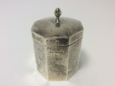 Lot 188 - George V silver tea caddy of faceted octagonal form with hinged cover and gilded interior, (Sheffield 1922) maker, Walker & Hall, at approximately 7oz, 10cm in height