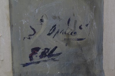 Lot 609 - Pre-Raphaelite School, late 19th century, oil on board, La Belle Dame Sans Merci, inscribed verso, in gilt frame, 59 x 44cm