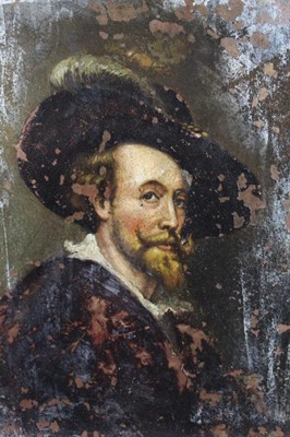 Lot 610 - Early 18th century after Sir Peter Paul Rubens, oil on copper, self portrait, unframed, 24 x 18cm