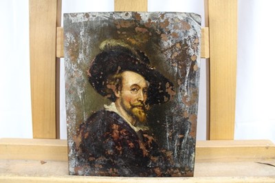 Lot 610 - Early 18th century after Sir Peter Paul Rubens, oil on copper, self portrait, unframed, 24 x 18cm