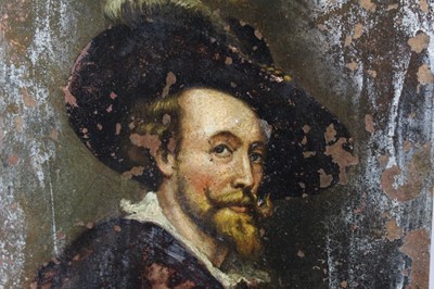 Lot 610 - Early 18th century after Sir Peter Paul Rubens, oil on copper, self portrait, unframed, 24 x 18cm