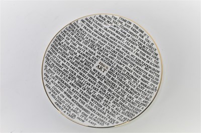 Lot 640 - *Grayson Perry RA (b.1960) '100% Art Plate', 2020, fine china plate, with artist's seal printed to base, produced for The Holburne Museum, Bath diameter 21cm