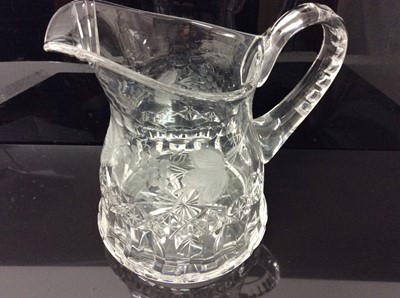 Lot 127 - Good collection of cut glassware, including claret and water jugs, bowls and dishes, the largest jug measuring 31cm height (21)