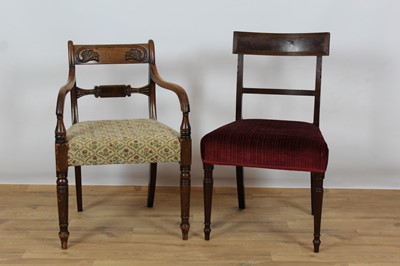 Lot 1000 - Regency mahogany elbow chair together with a Regency mahogany  dining chair (2)