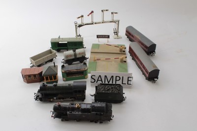 Lot 1739 - Railway selection including Trix Track and Locos, Hornby OO gauge , buildings, figures and other accessories.