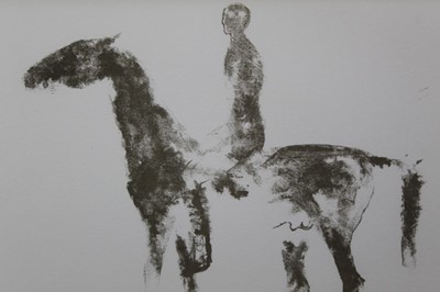 Lot 574 - *Dame Elisabeth Frink (1930 - 1993), lithograph - Small Horse and Rider, 1970, in glazed frame, 25cm x 31cm, overall framed size 41.5cm x 47cm Provenance: Stanley Studios, Chelsea