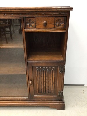 Lot 83 - Old charm oak linen fold dispaly cabinet