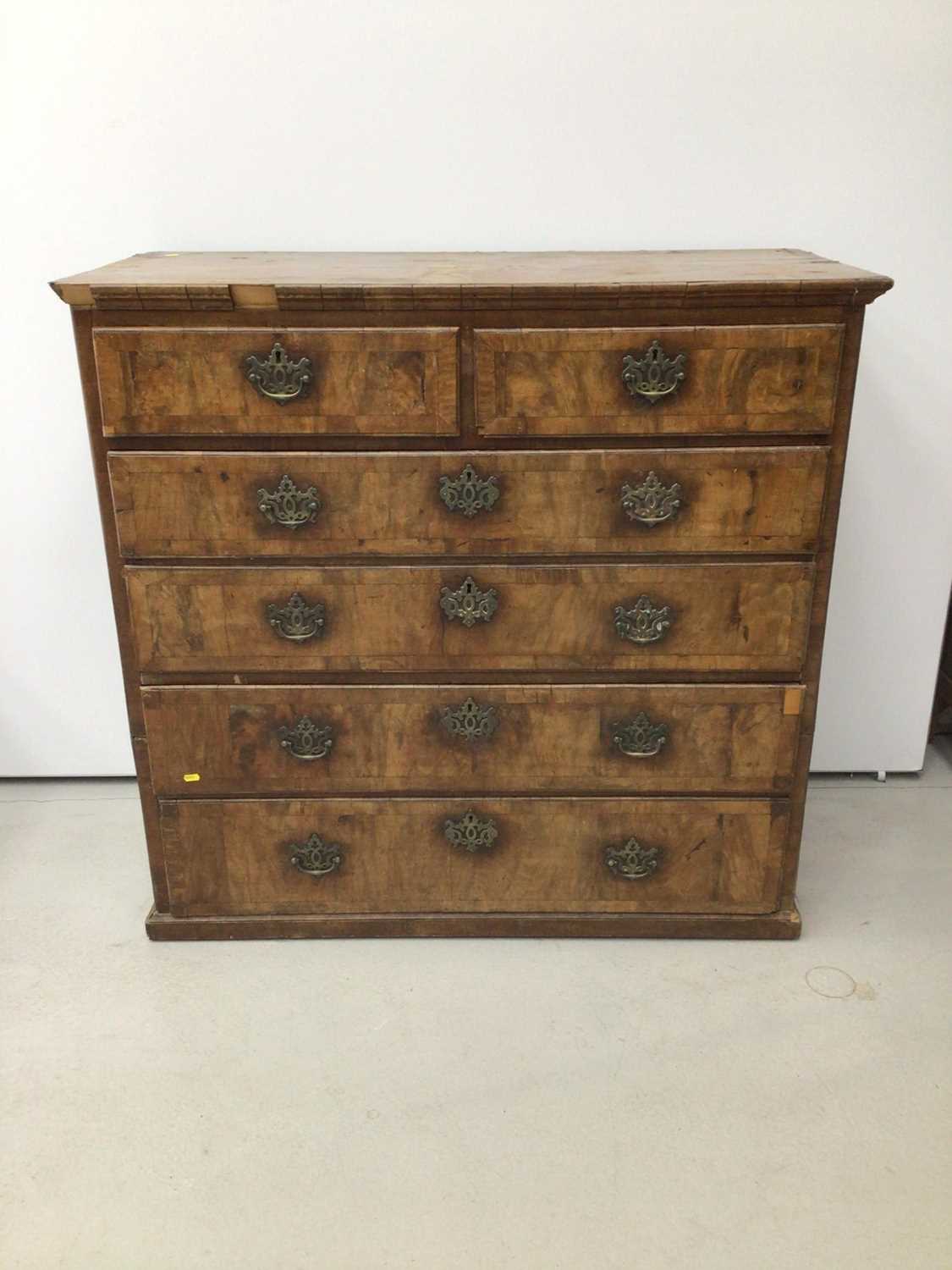 Lot 49 - 18th century walnut crossbanded chest of two short and four long drawers