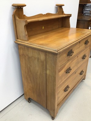 Lot 50 - Art. Nouveau satinwood dressing chest of three long drawers with ledge back