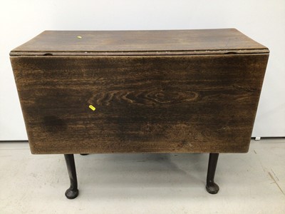 Lot 81 - 18th century oak drop leaf side  table on pad feet, together with a Victorian oak centre table