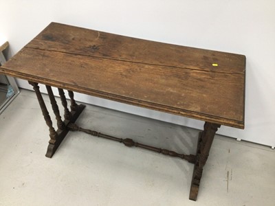 Lot 76 - 18th century oak drop leaf side  table on pad feet, together with a Victorian oak centre table
