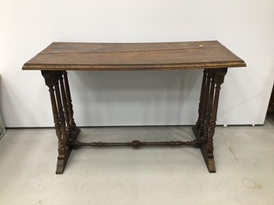 Lot 102 - 18th century oak drop leaf side  table on pad feet, together with a Victorian oak centre table
