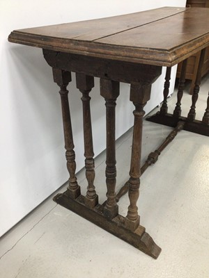Lot 76 - 18th century oak drop leaf side  table on pad feet, together with a Victorian oak centre table