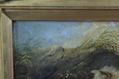 Lot 635 - Attributed to Edward Armfield oil on canvas - terriers at a hole, in gilt frame