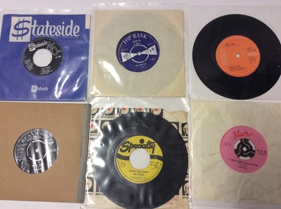 Lot 1068 - Vintage Sasta carrying case containing approximately 40 single records including Dave Barry and Sarah Berner (HLU 8324), The Toys, Joe Gordon Folk Group, The Vipers Skiffle Group, Four Pennies, Lar...