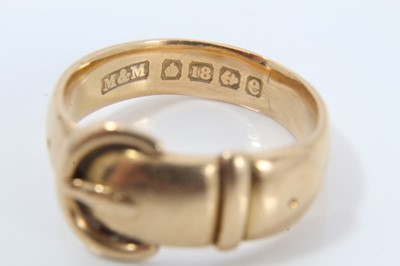 Lot 289 - Edwardian 18ct gold buckle ring, Birmingham 1904, ring size approximately N.