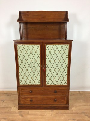 Lot 1491 - Regency mahogany and boxwood line inlaid pier cabinet