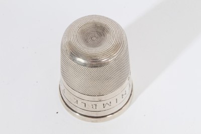 Lot 277 - Unusual Victorian novelty silver spirit measure in the form of a thimble, engraved 'Just a thimble full' (London 1877), maker George Unite, 5.3cm in overall height