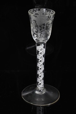 Lot 133 - 18th century cordial glass with opaque twist stem