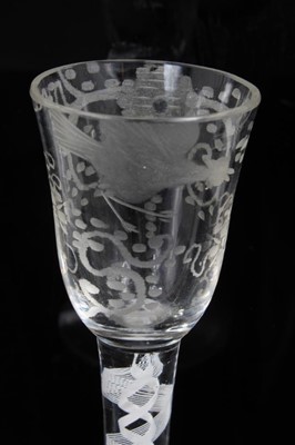 Lot 133 - 18th century cordial glass with opaque twist stem