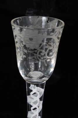 Lot 133 - 18th century cordial glass with opaque twist stem