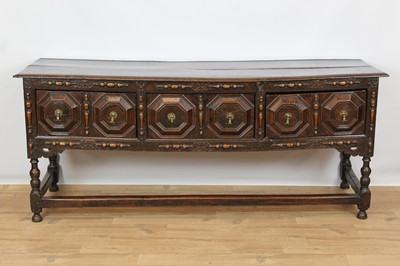 Lot 982 - Good Charles II oak geometric dresser base