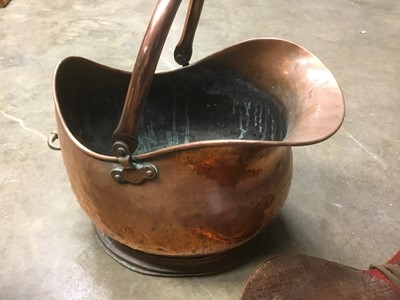 Lot 661 - Copper coal scuttle and bellows