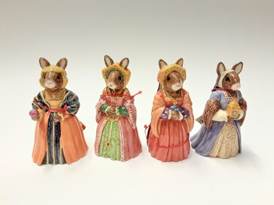 Lot 93 - Royal Doulton Bunnykins Tudor Collection base with Henry VIII DB305 and his wives Kathryn Howard DB310, Catherine Parr DB311. Anne of Cleves DB309, Anne Boleyn DB307, Jane Seymour DB308, Catherine...