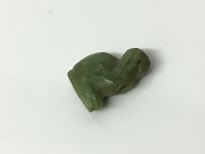 Lot 516 - Roman items, including an oil lamp and flagon, a tiny amulet of Jasper, and some items possibly later, including two amphora and three iridescent glass shards